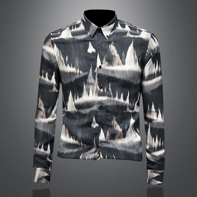 2026年新款长袖衬衫青春大码修身衬衣钱塘30199778P85镂空，男装衬衫，钱塘6016-1(原3019)