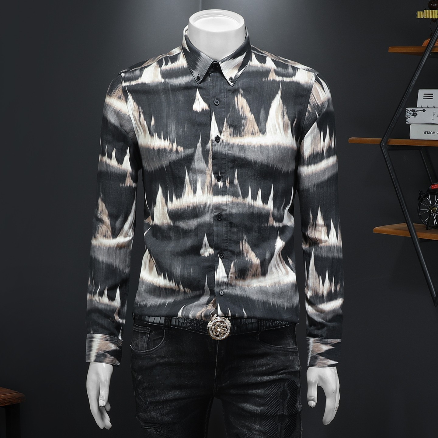 2026年新款长袖衬衫青春大码修身衬衣钱塘30199778P85假模，男装衬衫，钱塘6016-1(原3019)