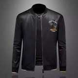 商标已注册2026年新款丝光棉立领刺绣夹克JK9226P175镂空黑色，男装夹克，钱塘6016-1(原3019)