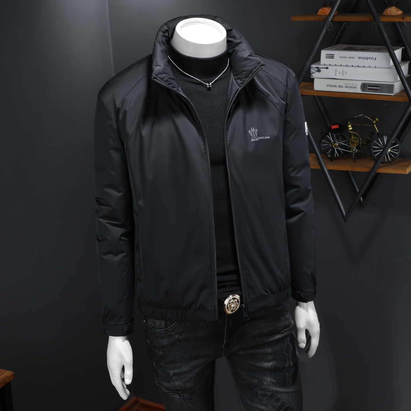 Y9806P2902025高端冬季90%白鸭绒印花立领羽绒服假模325，男装羽绒服，钱塘6016-1(原3019)