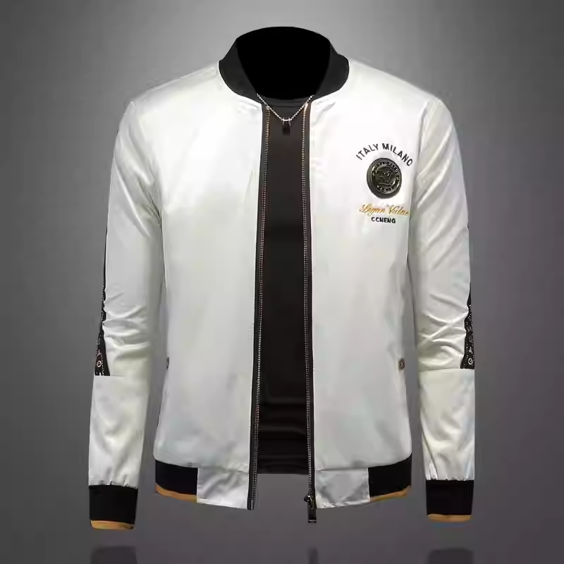 商标已注册2026年新款丝光棉立领刺绣夹克JK9226P175镂空黑色，男装夹克，钱塘6016-1(原3019)