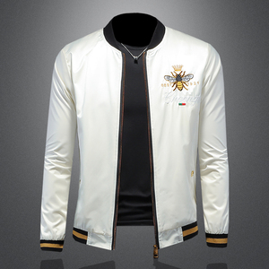 2026年新款印花立领休闲夹克 钱塘3019-JK9025 P155镂空白色，男装夹克，钱塘6016-1(原3019)