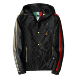 韩式秋季连帽翻领印花修身型夹克帅气大码春秋季亮面男士时尚休闲，男装夹克，钱塘6016-1(原3019)