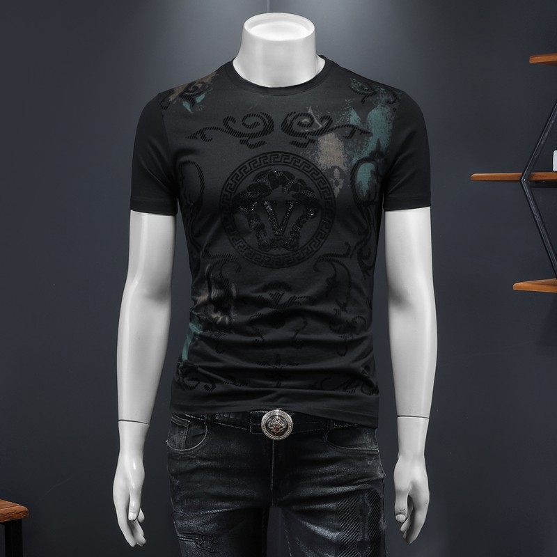 2025年新款短袖T恤钱塘3019TX3053P68假模黑色，男装T恤，钱塘6016-1(原3019)