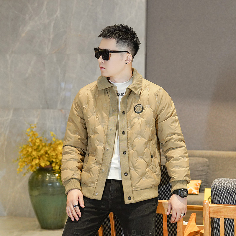 Y8828P2902025高端冬季90%白鸭绒亮面翻领羽绒服真模黑色,男装羽绒服,钱塘6016-1(原3019)