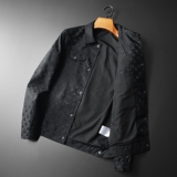 2026年新款印花翻领休闲夹克钱塘3019-JK9033P155平铺黑色，男装夹克，钱塘6016-1(原3019)