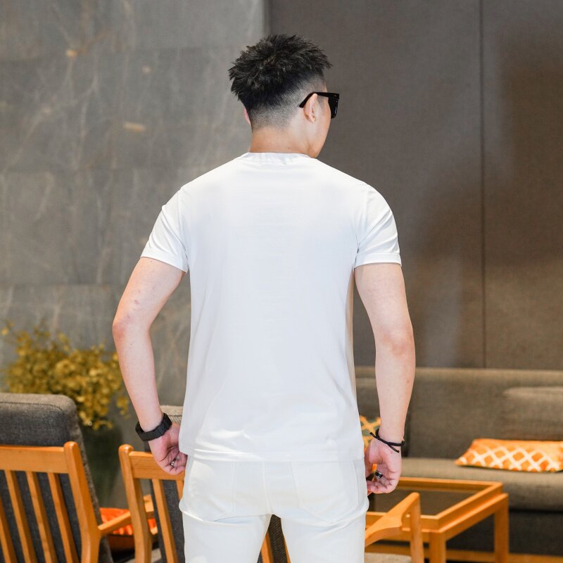 商标已注册2026年新款短袖T恤钱塘3019TX237P65真模黑色,男装T恤,钱塘6016-1(原3019)