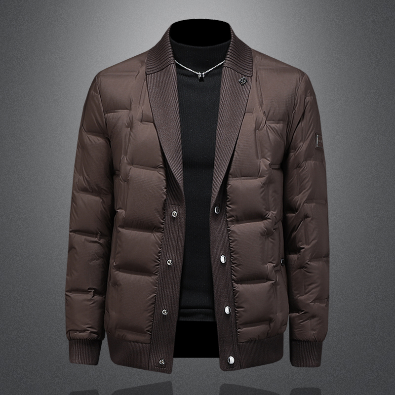 Y6801P3452025高端冬季90%白鸭绒针织领提花羽绒服镂空395，男装羽绒服，钱塘6016-1(原3019)