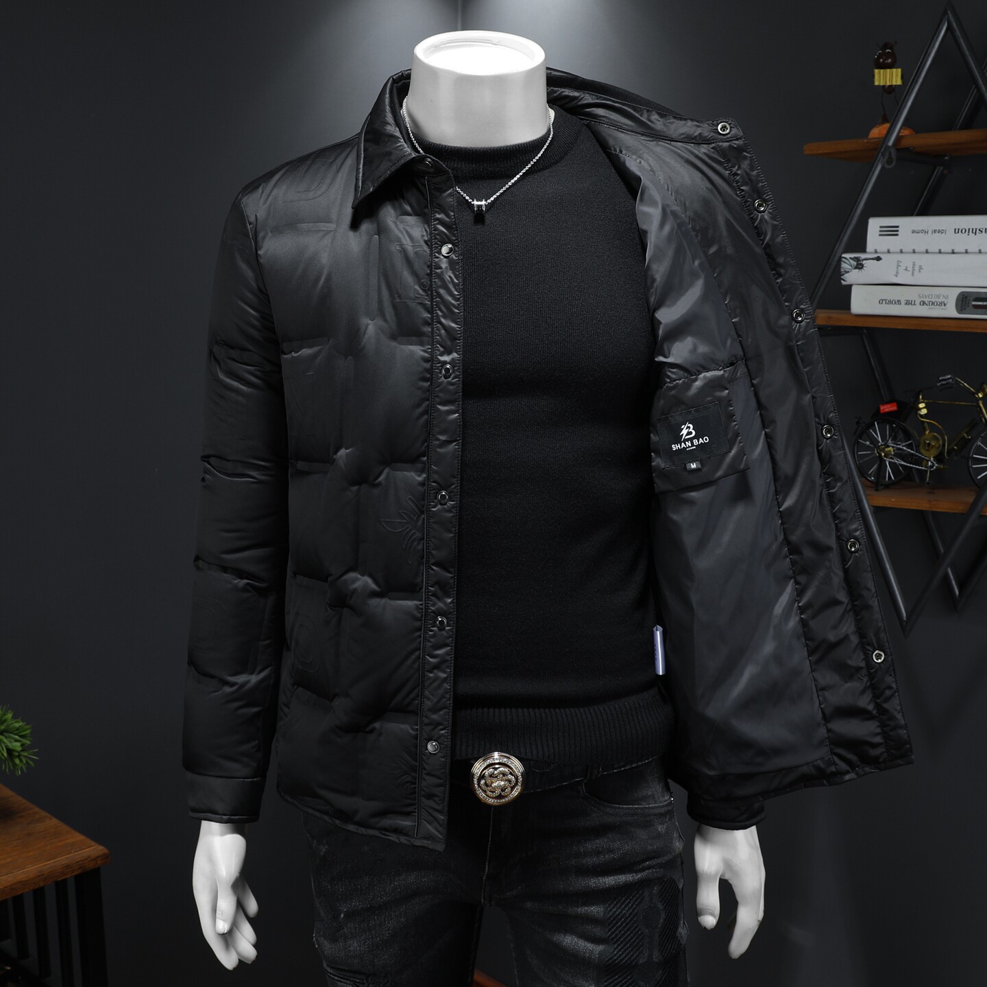 Y9862P3352025高端冬季90%白鸭绒暗花翻领羽绒服假模365,男装羽绒服,钱塘6016-1(原3019)