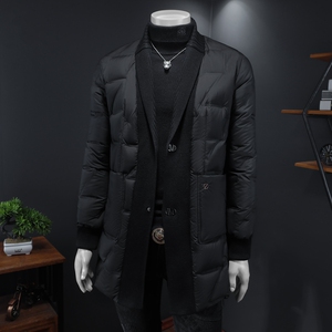 Y9582 P360 2026冬季90%白鸭绒暗纹针织领中长款羽绒服假模 控405图片
