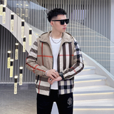 2024年新款男士韩版修身连帽夹克钱塘3019JK8867P140真模灰，男装夹克，钱塘6016-1(原3019)