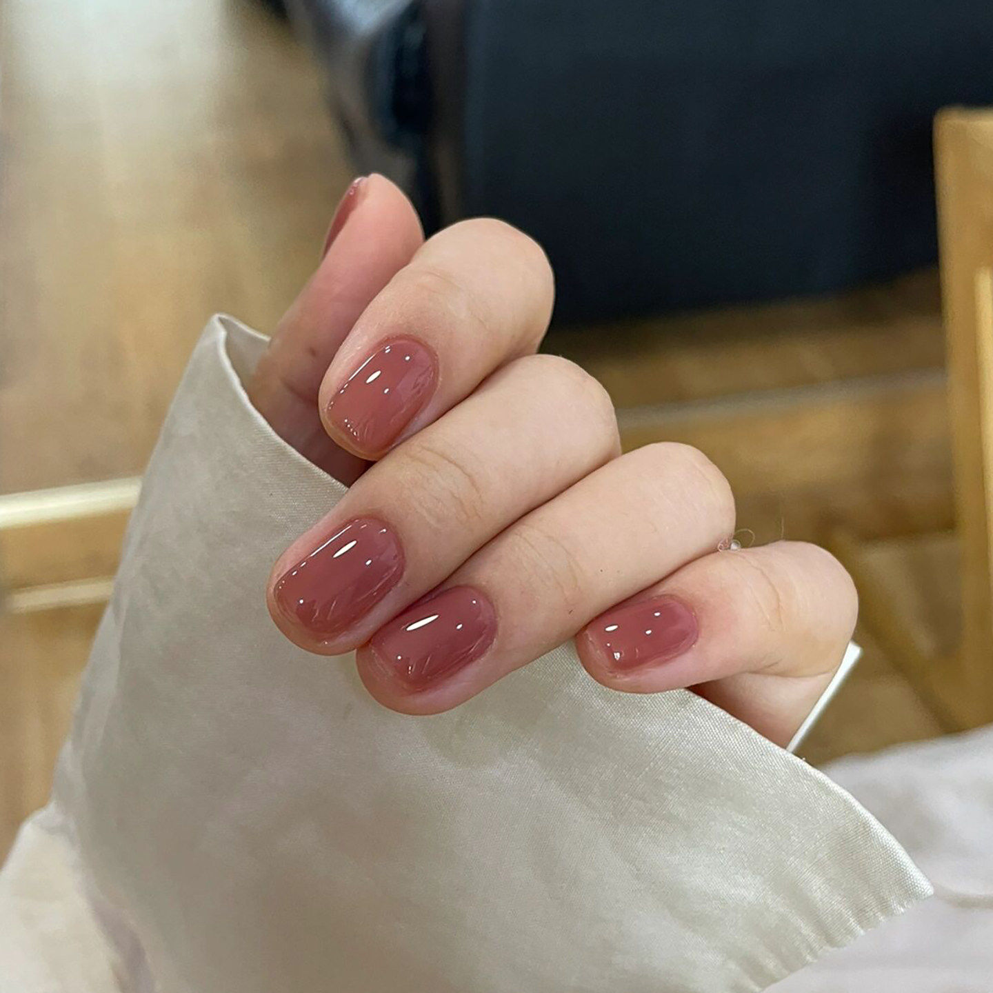 淳贵人手工指甲贴片 温柔显白简约梅子茶美甲成品 可拆卸光疗甲片