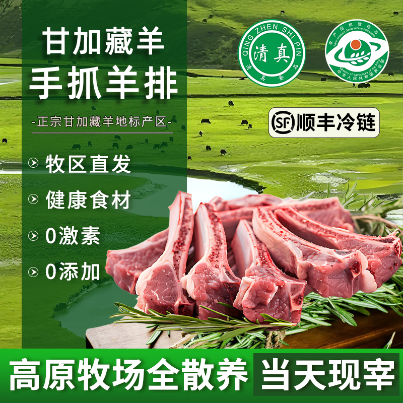 清真藏羊肉羊排5斤青海临夏甘肃烧烤火锅生新鲜整羊腿羊排现宰