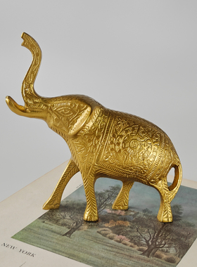 印度进口铜制大象吉祥如意摆件