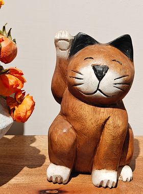 东南亚风格木雕动物造型装饰摆件