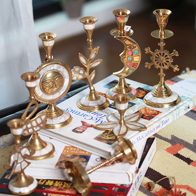烛台黄铜轻奢供佛艺术摆件莲花
