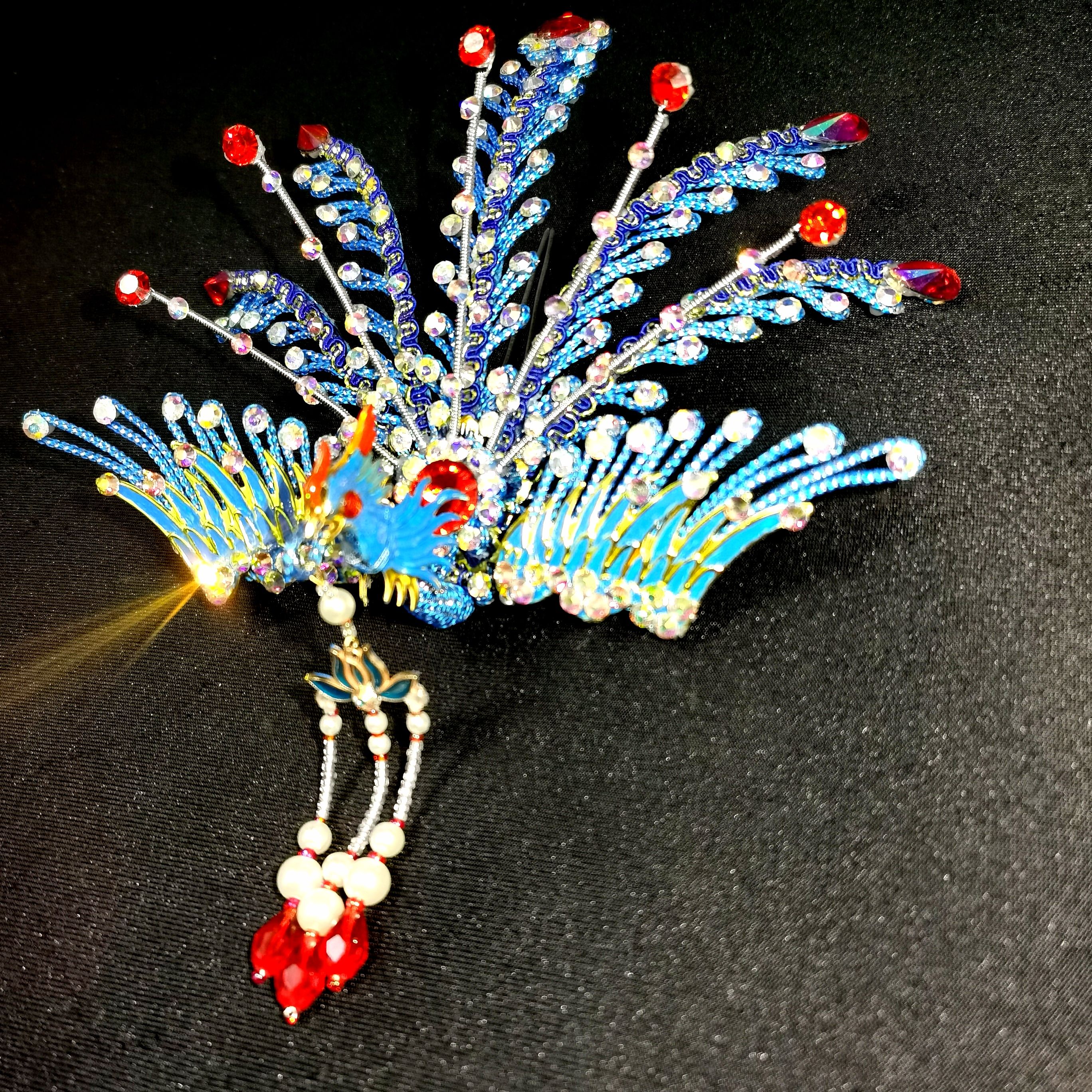 仿点翠头饰DIY水钻复古正凤戏曲