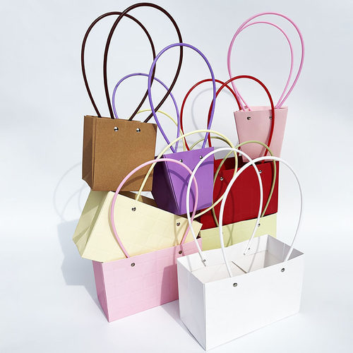 多色多尺寸牛皮纸手提小花篮