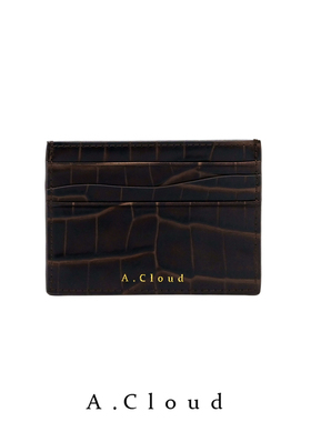 A.Cloud Future Notes 质感鳄鱼纹头层牛皮纯色多卡位双面卡包