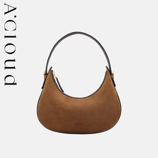 A.Cloud新月包法式优雅质感牛皮hobo船包腋下包单肩斜挎包acloud