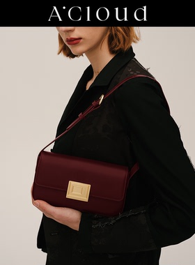 A.Cloud书本锁法棍包高级感腋下包小众法式复古轻奢box细纹小牛皮