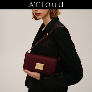 A.Cloud书本锁法棍包高级感腋下包小众法式复古轻奢box细纹小牛皮