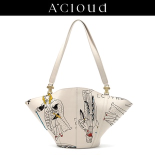 A.Cloud油画印花罗马柱锁扣托特包大容量高级质感小众设计通勤包