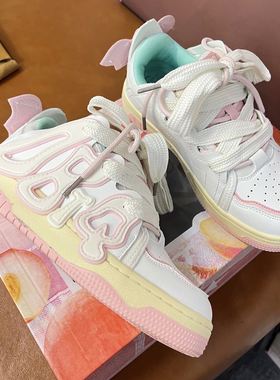 T628原创板鞋面包鞋女冬季加绒厚底新款低帮增高防滑男女同款2023