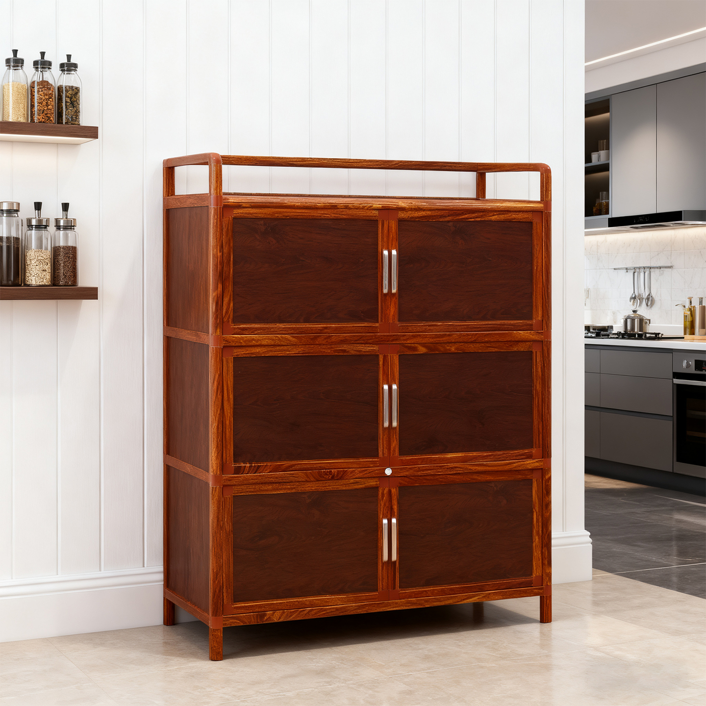 多层碗柜储物柜铝合金收纳餐边柜