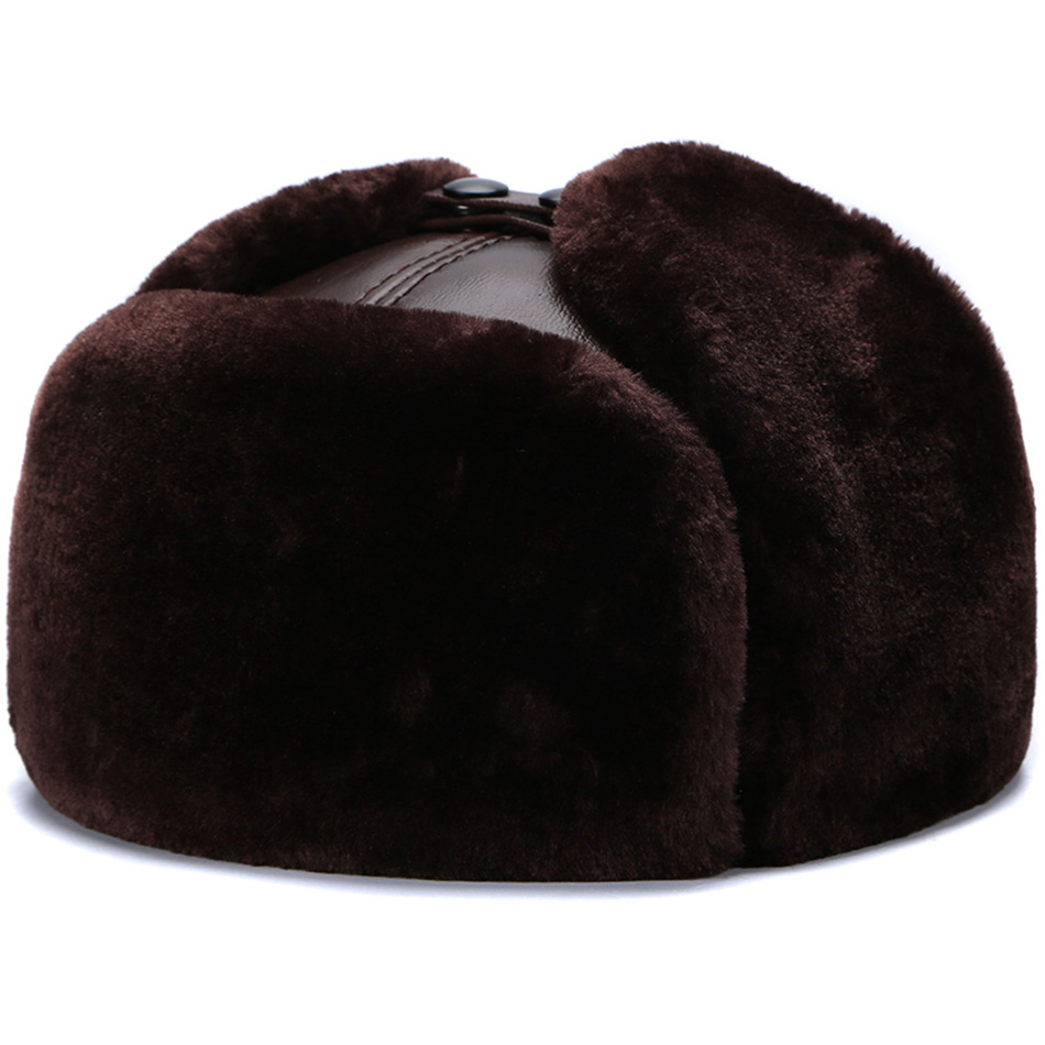 真皮中老年人羊毛加厚护耳雷锋帽