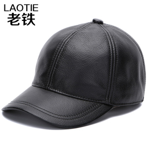 真皮帽子男士秋冬季休闲牛皮鸭舌帽冬天户外中老年保暖薄款棒球帽