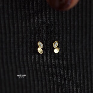 9K黄金 迷你豆子 精致气质日韩K金耳钉 极简日常通勤隐形小巧耳饰