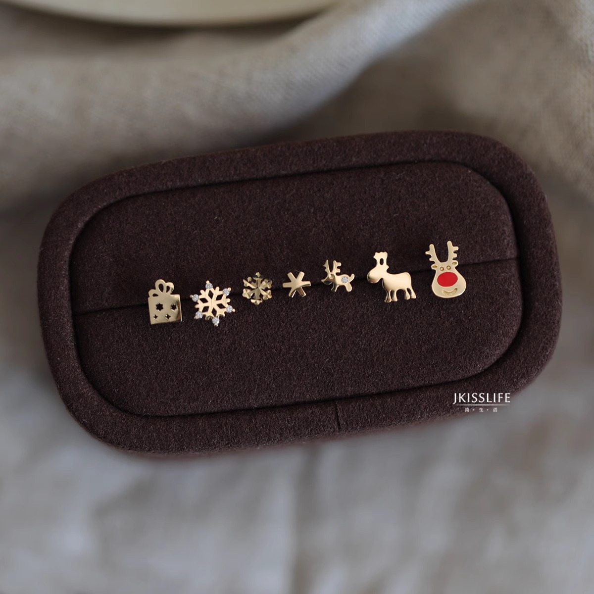 9K纯金精致童趣圣诞可爱耳钉