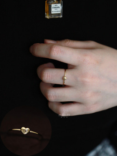 9K黄金立体可爱爱心桃心光板戒指