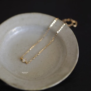 极细K金手链 精致极简单粒锆石 气质百搭叠戴 一颗星星～ 14K金