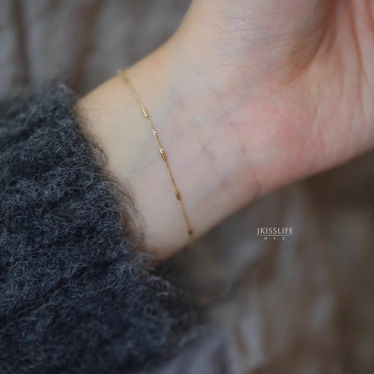 简约细闪一字链条可调节手链极简