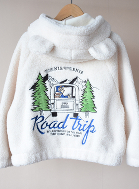 冬装上新~男女中大童学生装毛茸茸熊耳朵连帽加厚款外套棉衣棉服