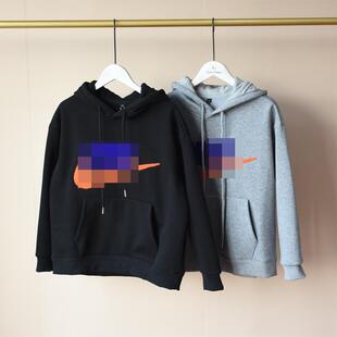 Qing仓150码~冬装~男女童加厚奥利润连帽运动休闲上衣卫衣黑灰