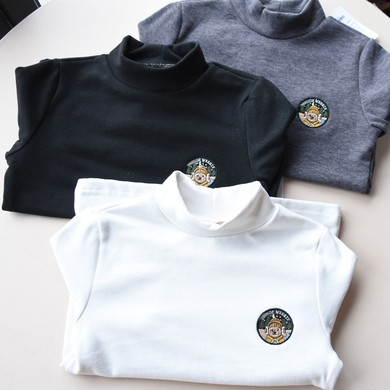 清仓130 140码~秋冬装~男女童蚕丝羊毛加厚款半高领打底衫T恤963