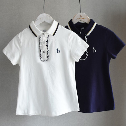 小狗翻领学院风短袖棉polo衫