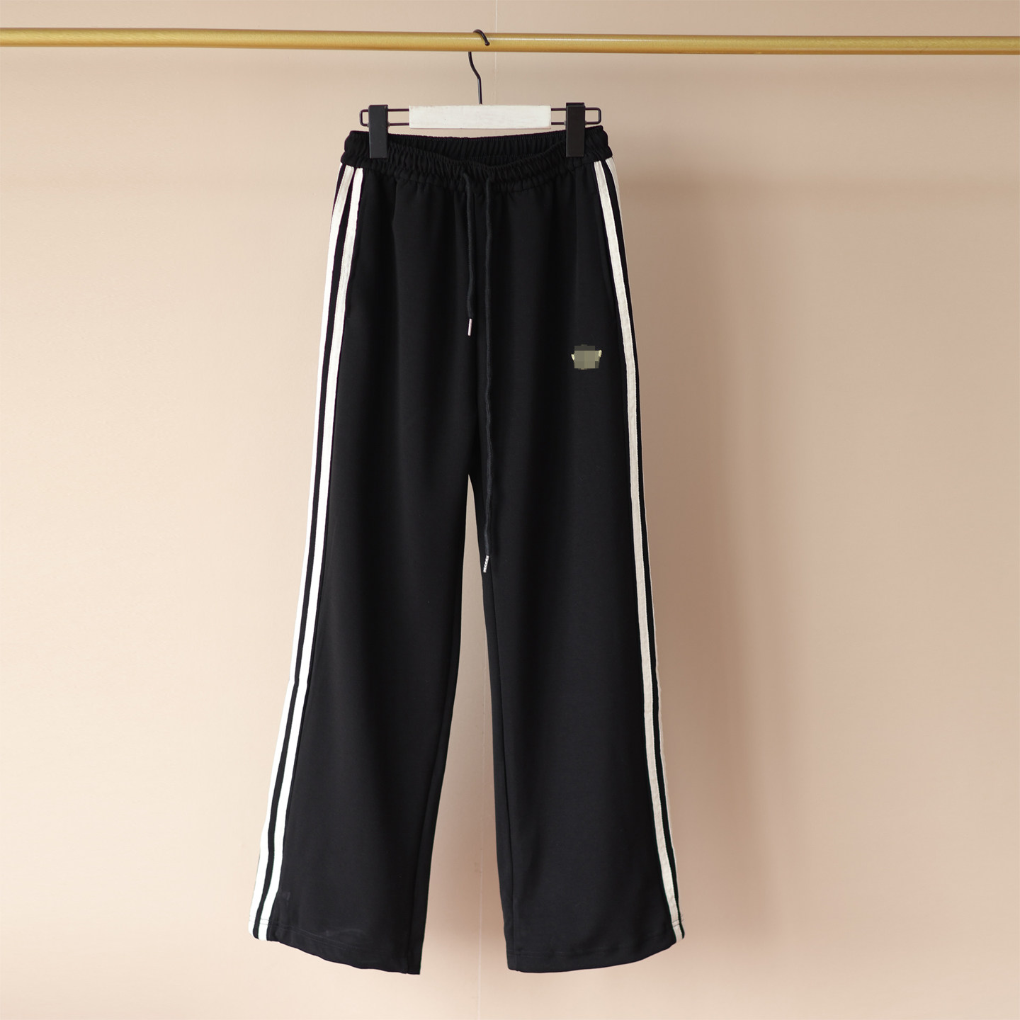 春秋装新款男女中大童学生装校服裤黑色三条杠休闲运动裤长裤束脚