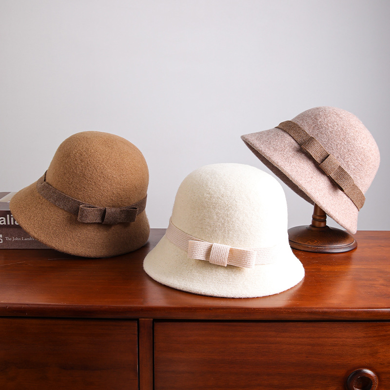千金风礼帽高档羊毛渔夫帽女秋冬2025新款盆帽百搭帽子女冬