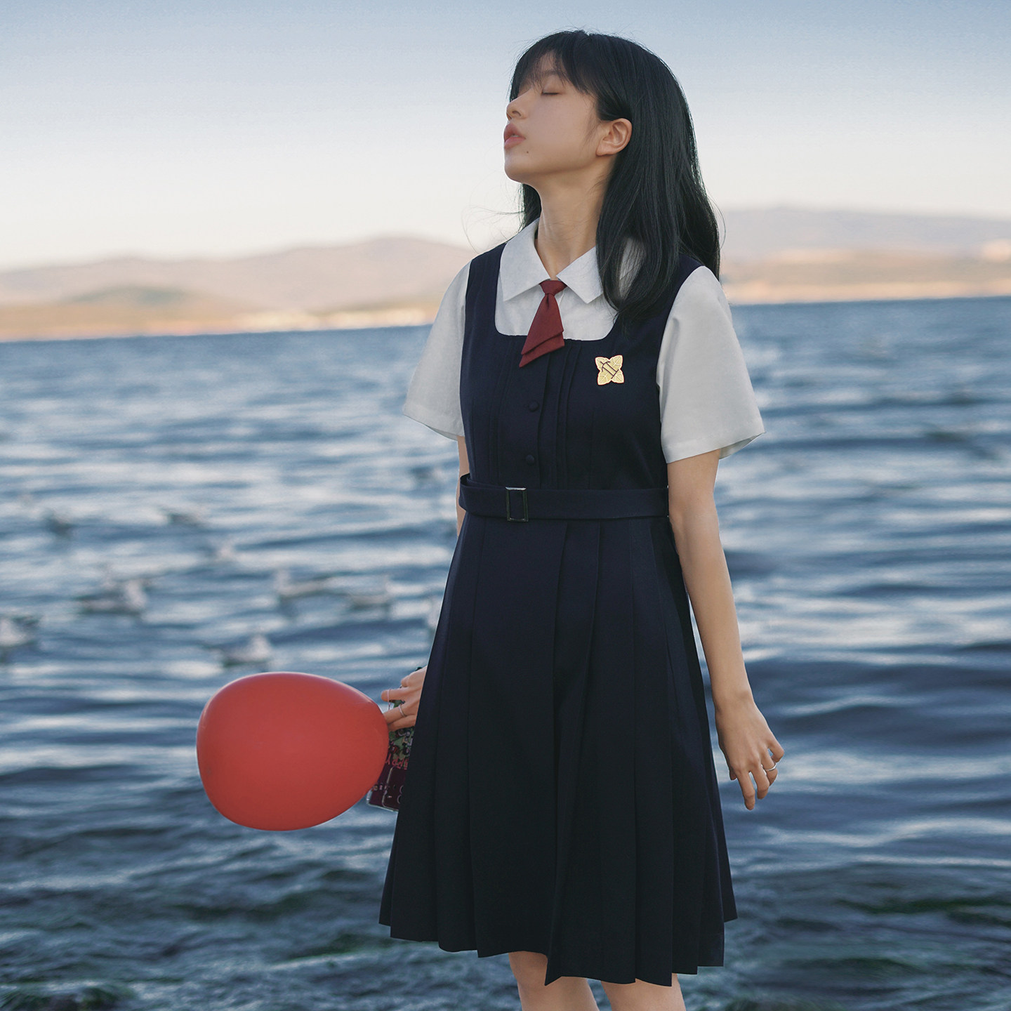 樱花家族jk制服【立葉女子】校供感假两件连衣裙百褶裙学院套装女