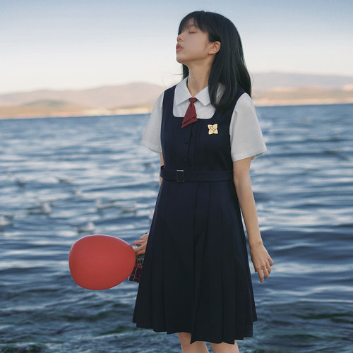 立葉女子校供感假两件jk连衣裙