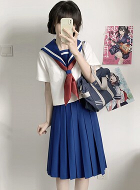 樱花家族jk制服【粗白一本】动漫风花绀校供感水手服短袖夏服套装