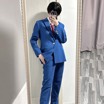 漫画感花绀色jk收腰一粒扣西服