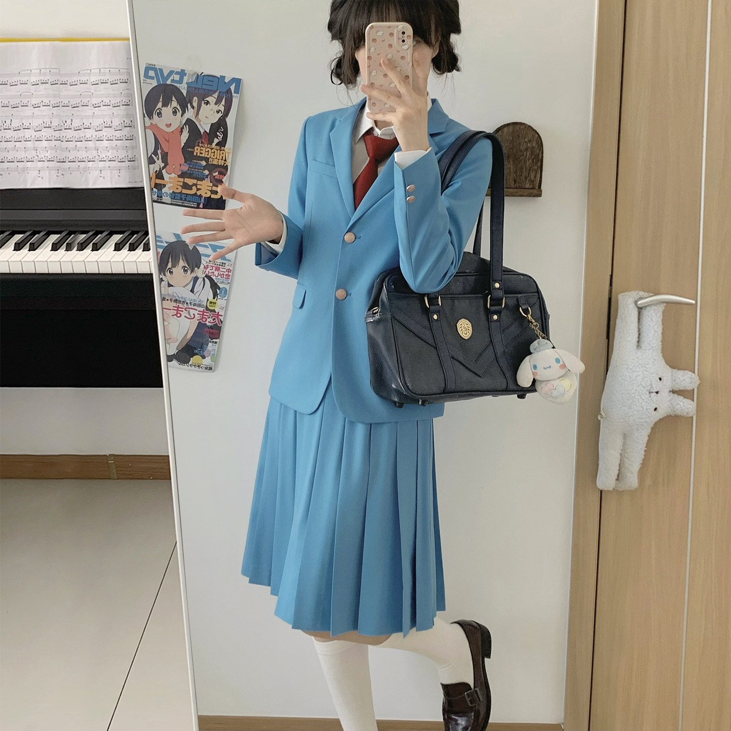 樱花家族动漫风漫画jk制服天蓝色西服西裤校供感dk外套套装男女