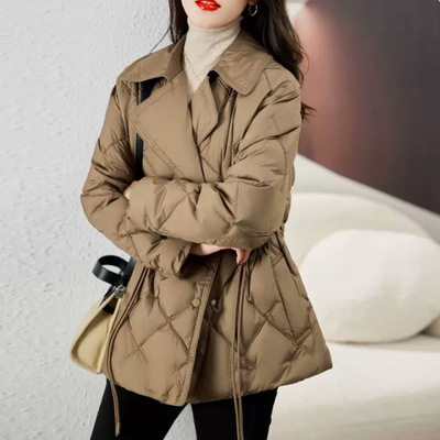 yunson 羽绒服女感冬季女新款短款新中式小香风鸭绒轻薄外套平湖