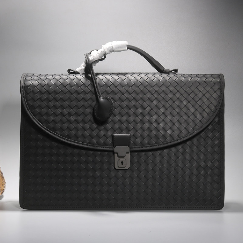 包包新款潮男士手提包商务高端休闲真皮编织男包大容量公文电脑包