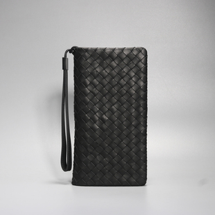 男士真皮编织小手包新款潮休闲长款钱包高档手拿包男款时尚手机包